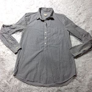 COPY - J Crew White and Gray Pin Stripe Tab Sleeve Top